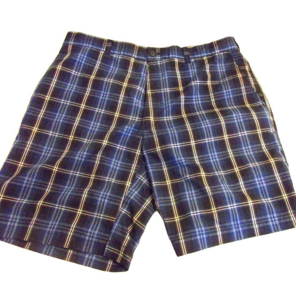 Champions Tour Sz. 36 Blue Plaid Shorts Quick Dry Soft Poly. Golf